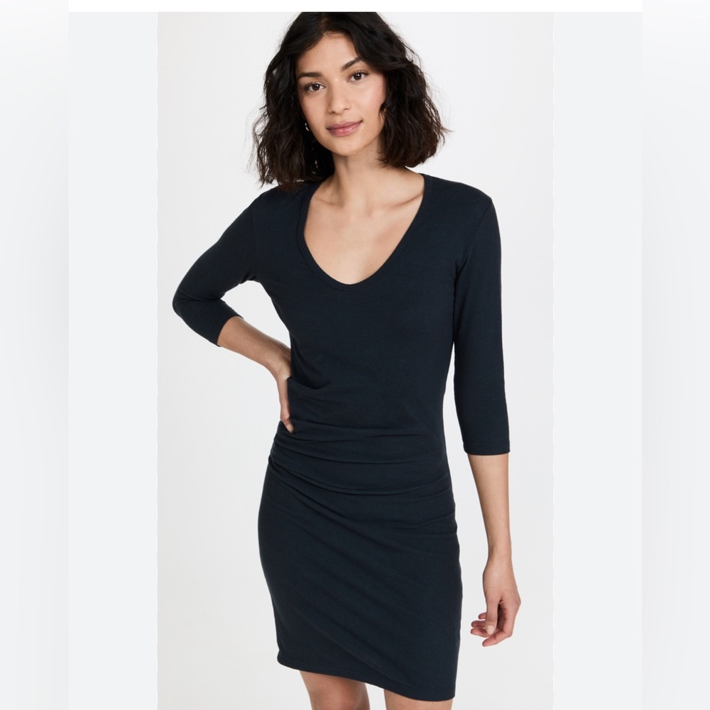 James Perse Black Rushed Dress